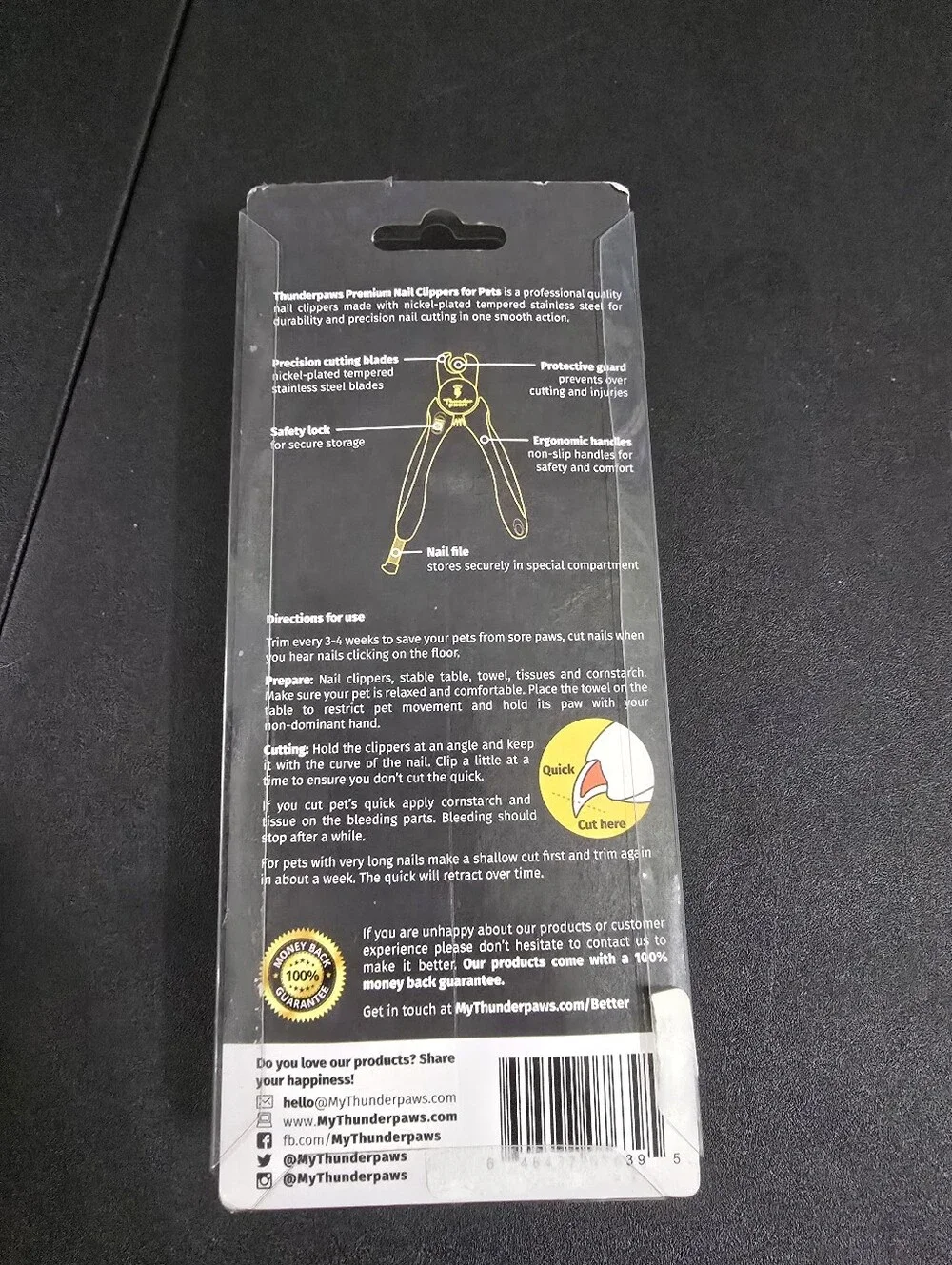 New Thunder Paws Yellow & Black Dog Nail Clippers